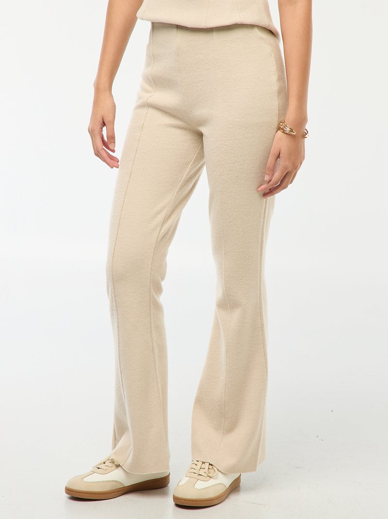 Pantaloni flare in maglia tinta unita Beige - Kiabi