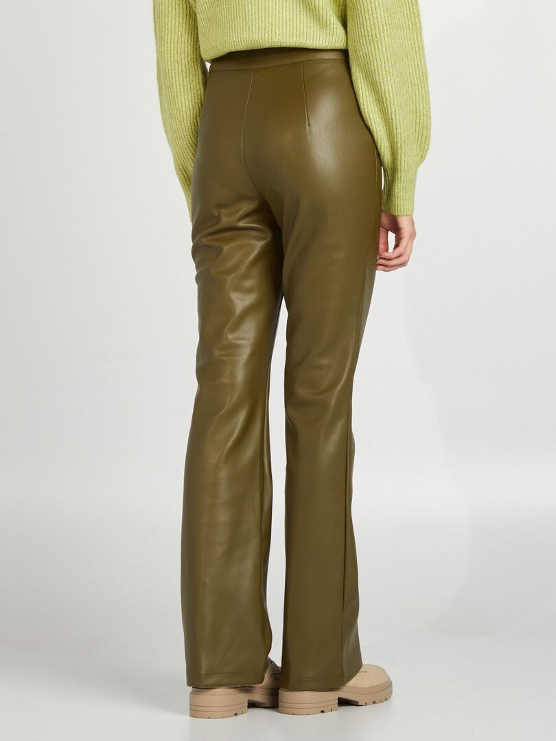 Pantaloni flare in similpelle KAKI - Kiabi
