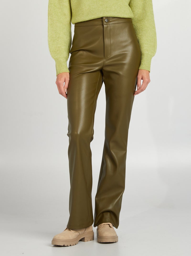 Pantaloni flare in similpelle KAKI - Kiabi