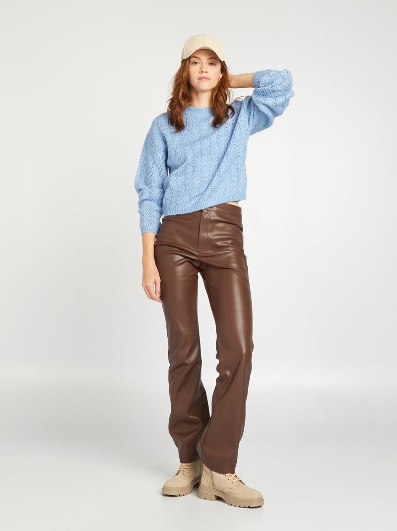 Pantaloni flare in similpelle MARRONE - Kiabi
