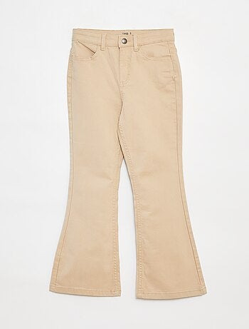 Pantaloni flare in twill con vita regolabile