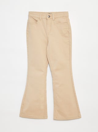 Pantaloni flare in twill con vita regolabile