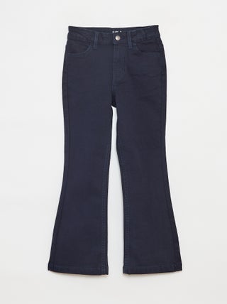 Pantaloni flare in twill con vita regolabile