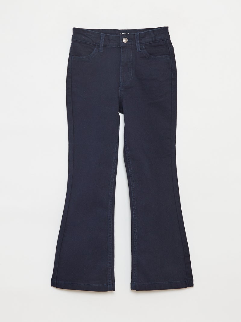 Pantaloni flare in twill con vita regolabile blu - Kiabi