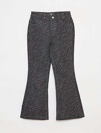Pantaloni flare in twill con vita regolabile