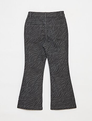 Pantaloni flare in twill con vita regolabile