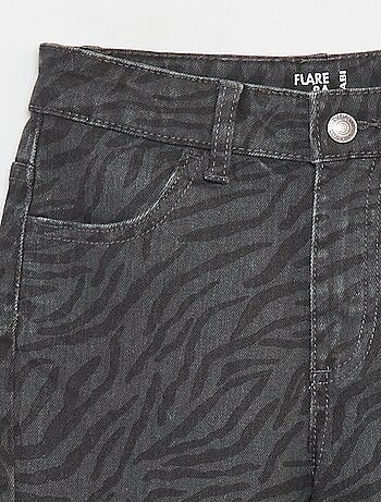 Pantaloni flare in twill con vita regolabile