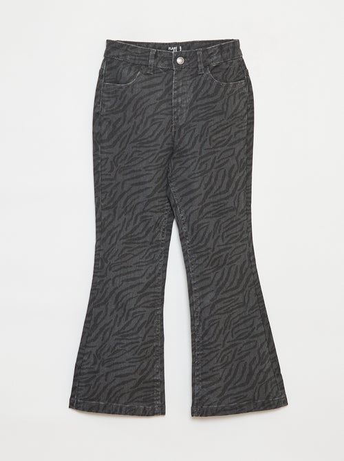 Pantaloni flare in twill con vita regolabile - Kiabi
