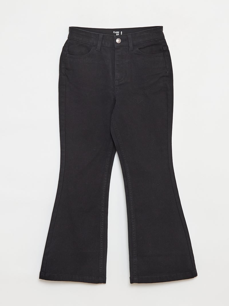 Pantaloni flare in twill con vita regolabile nero - Kiabi