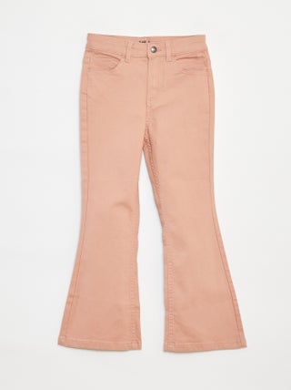 Pantaloni flare in twill con vita regolabile