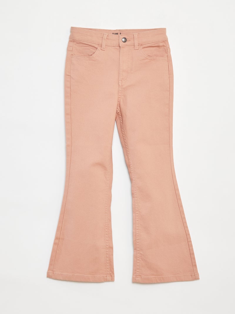 Pantaloni flare in twill con vita regolabile rosa - Kiabi