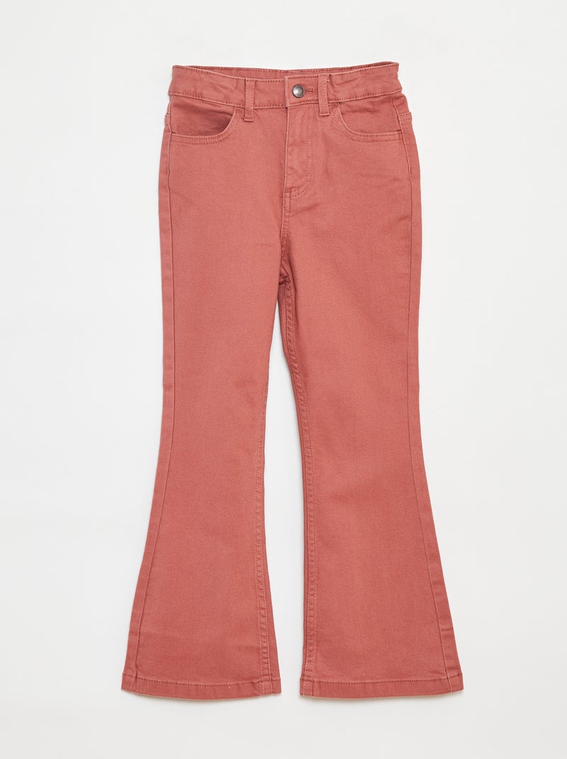 Pantaloni flare in twill con vita regolabile Rosa - Kiabi