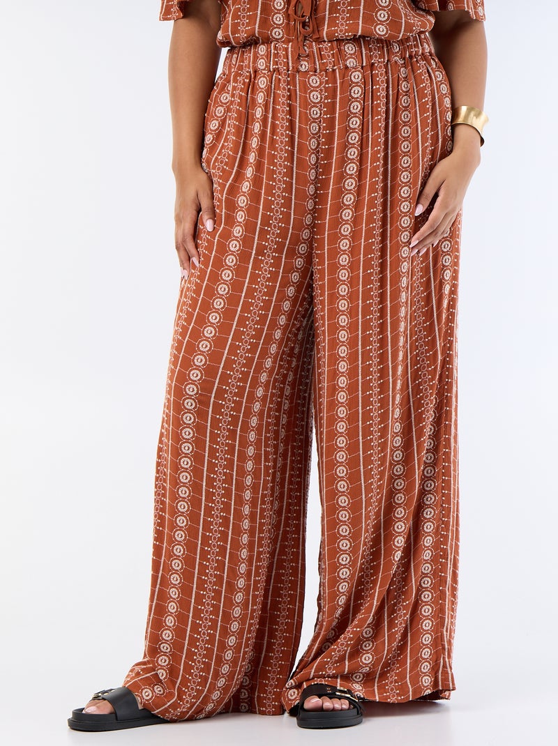 Pantaloni fluidi con ricami Arancione - Kiabi