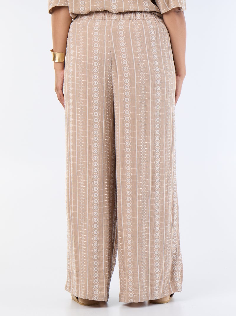 Pantaloni fluidi con ricami Beige - Kiabi