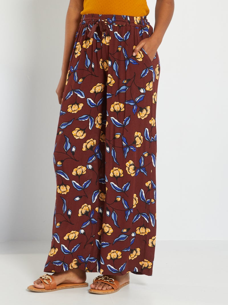 Pantaloni fluidi in maglia goffrata MARRONE - Kiabi