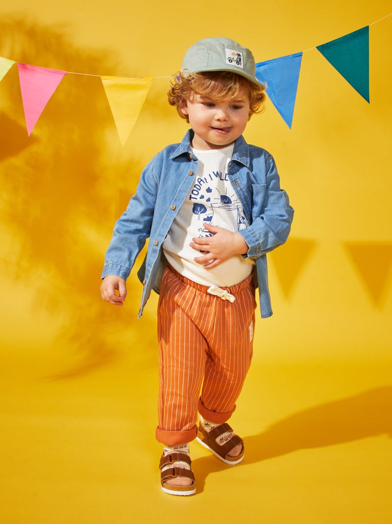 Pantaloni french terry a righe 'Winnie' MARRONE - Kiabi