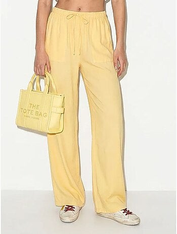 Pantaloni in cotone a gamba ampia con vita con coulisse lucci