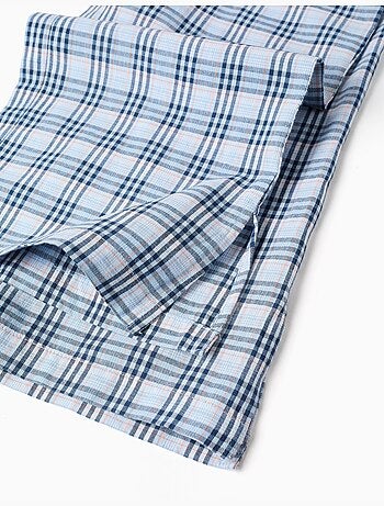 Pantaloni in cotone a gamba larga con motivo a quadri b&s