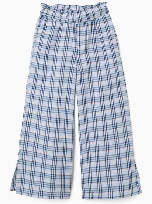 Pantaloni in cotone a gamba larga con motivo a quadri b&s - Kiabi