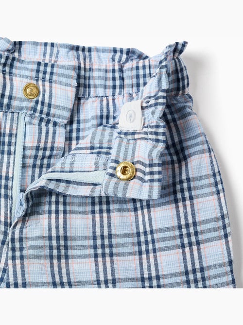 Pantaloni in cotone a gamba larga con motivo a quadri b&s - Kiabi