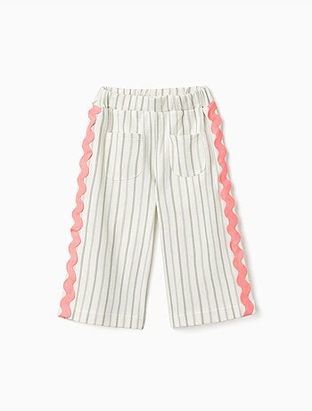 Pantaloni in cotone a righe con nastri ric rac