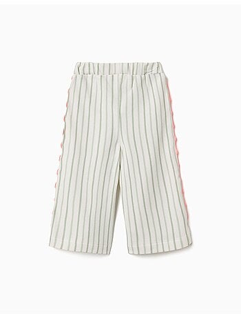 Pantaloni in cotone a righe con nastri ric rac