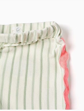 Pantaloni in cotone a righe con nastri ric rac