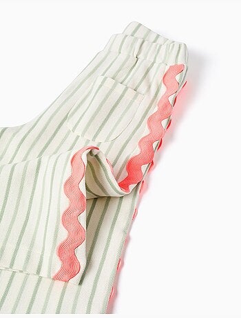 Pantaloni in cotone a righe con nastri ric rac