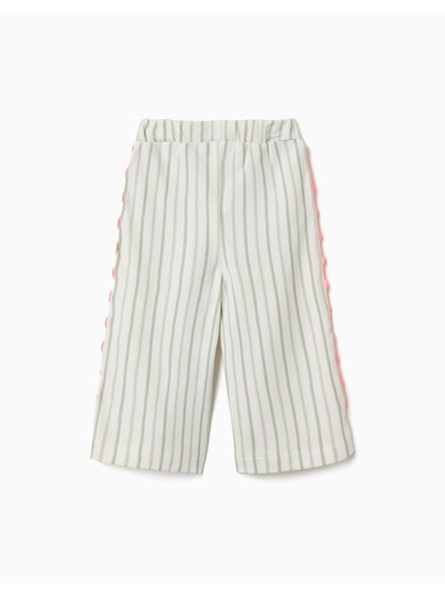 Pantaloni in cotone a righe con nastri ric rac - Kiabi