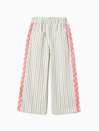 Pantaloni in cotone a righe con nastri ric rac