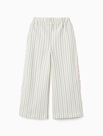 Pantaloni in cotone a righe con nastri ric rac