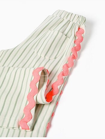 Pantaloni in cotone a righe con nastri ric rac