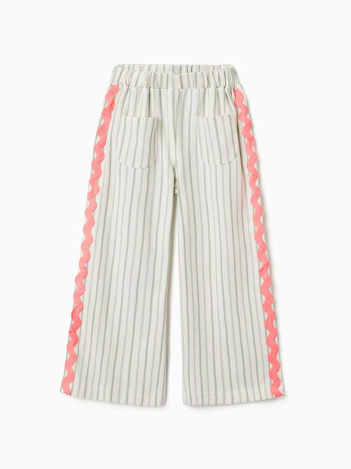 Pantaloni in cotone a righe con nastri ric rac - Kiabi Pantaloni in cotone a righe con nastri ric rac - Kiabi