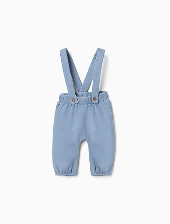 Pantaloni in cotone a trama waffle con bretelle