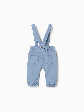 Pantaloni in cotone a trama waffle con bretelle