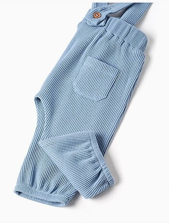 Pantaloni in cotone a trama waffle con bretelle