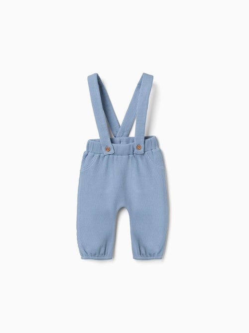 Pantaloni in cotone a trama waffle con bretelle - Kiabi