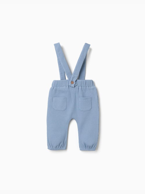 Pantaloni in cotone a trama waffle con bretelle - Kiabi