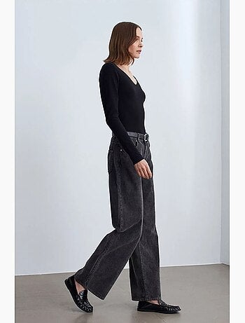 Pantaloni in cotone a vita alta a gamba ampia dilvin