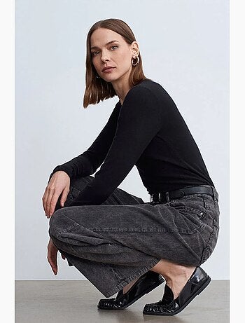 Pantaloni in cotone a vita alta a gamba ampia dilvin