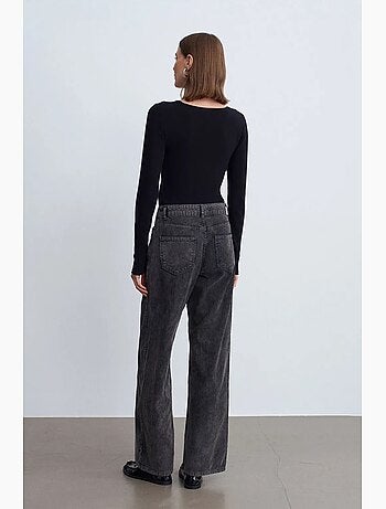Pantaloni in cotone a vita alta a gamba ampia dilvin