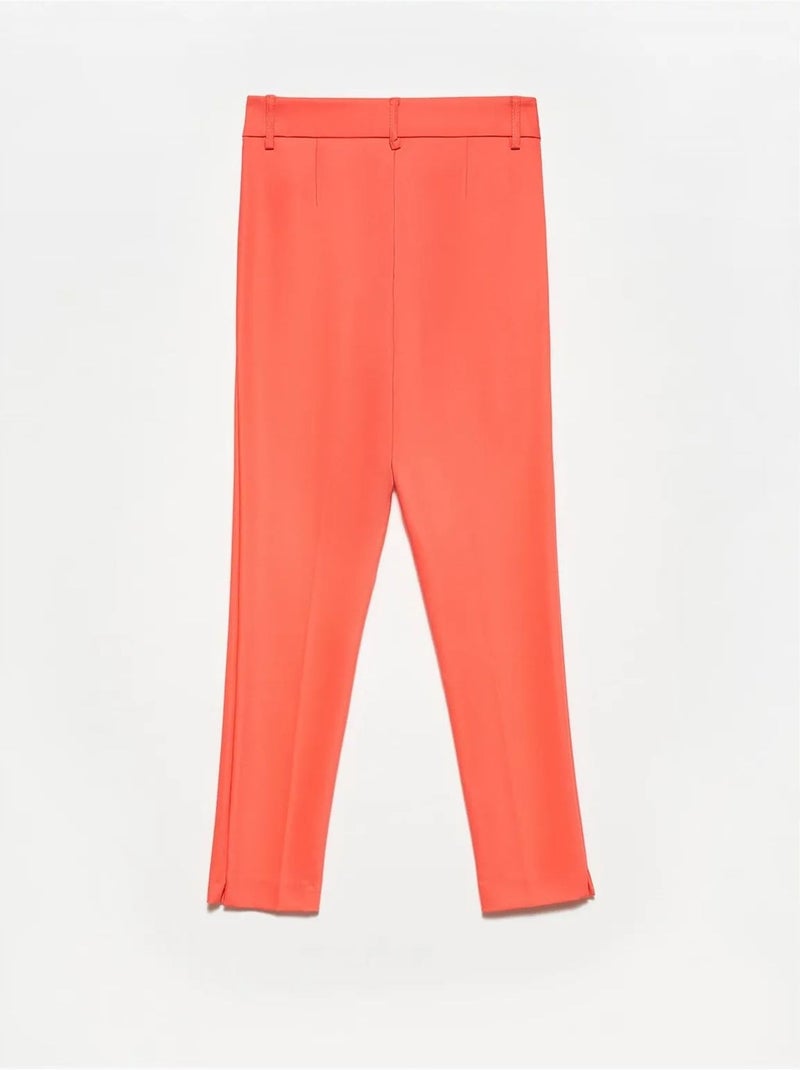 Pantaloni in cotone a vita alta a gamba dritta dilvin Corallo - Kiabi