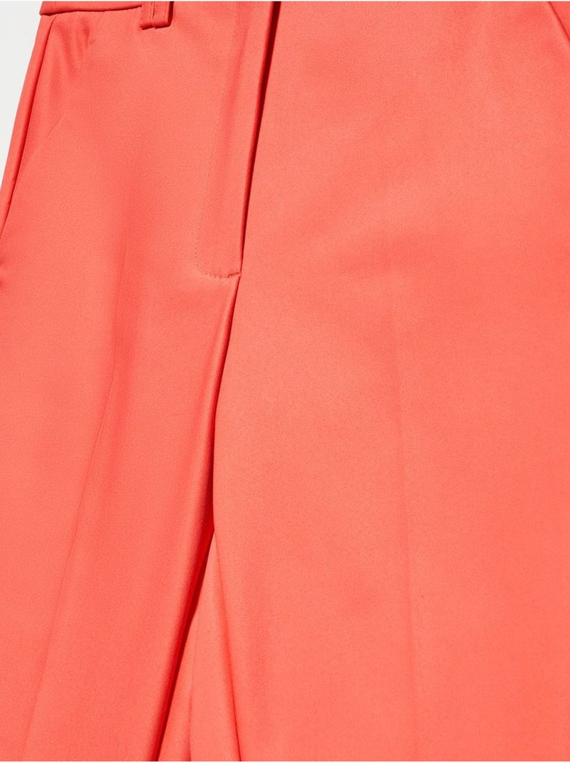 Pantaloni in cotone a vita alta a gamba dritta dilvin Corallo - Kiabi