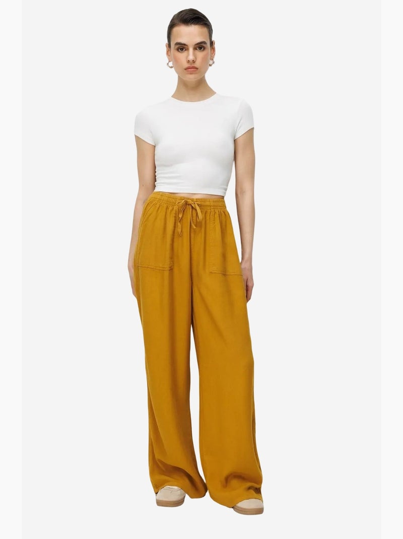 Pantaloni in cotone a vita media, gamba dritta e chiusura con laccetto mixray Ambra - Kiabi
