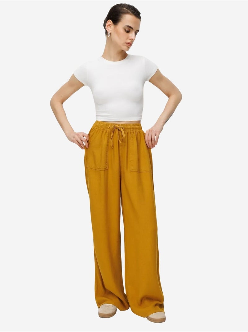 Pantaloni in cotone a vita media, gamba dritta e chiusura con laccetto mixray Ambra - Kiabi