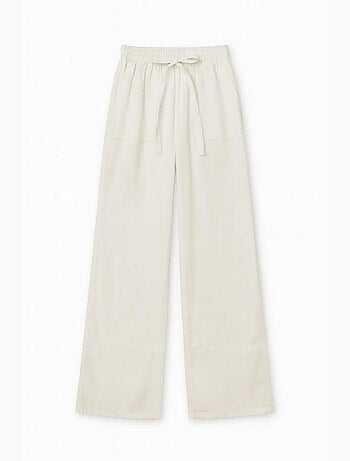 Pantaloni in cotone a vita media, gamba dritta e chiusura con laccetto mixray