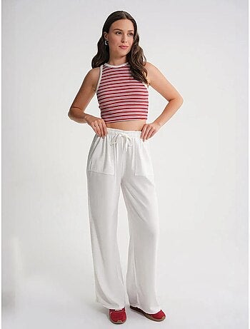 Pantaloni in cotone a vita media, gamba dritta e chiusura con laccetto mixray