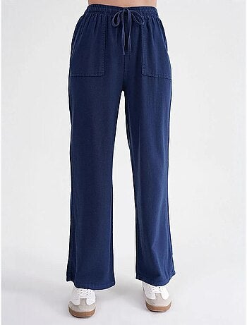 Pantaloni in cotone a vita media, gamba dritta e chiusura con laccetto mixray
