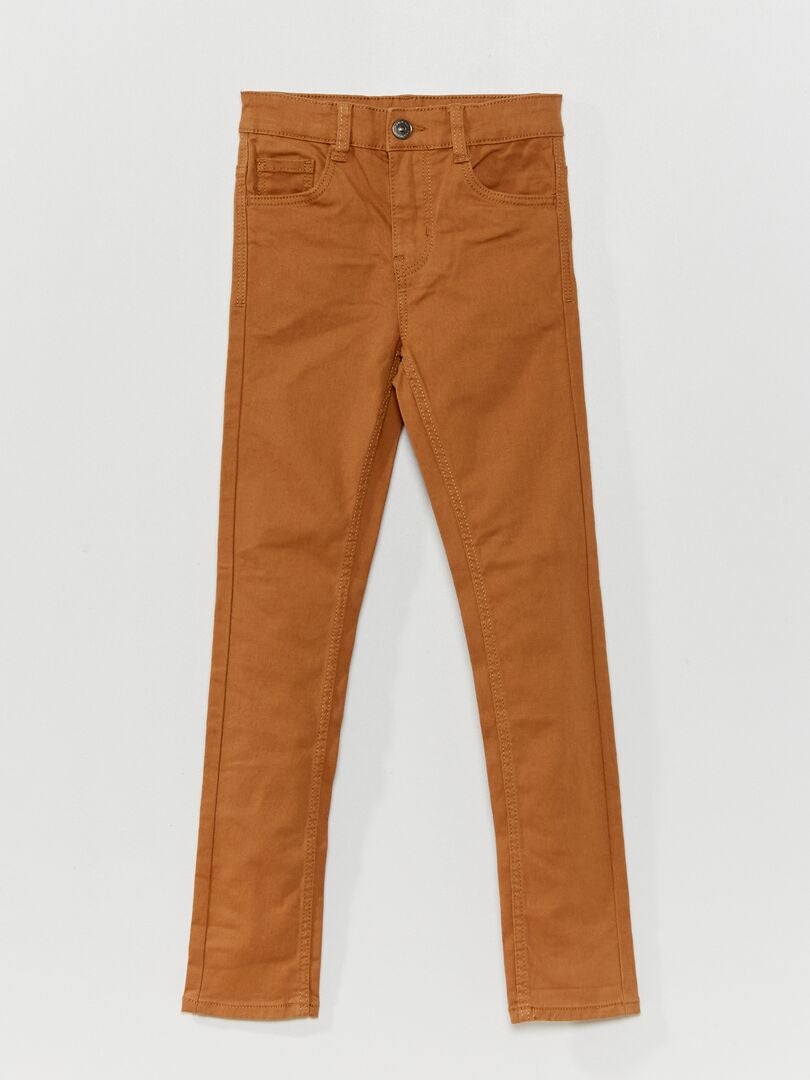Pantaloni in cotone stretch - Taglio più aderente BEIGE - Kiabi