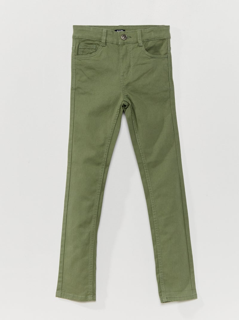 Pantaloni in cotone stretch - Taglio più aderente VERDE - Kiabi